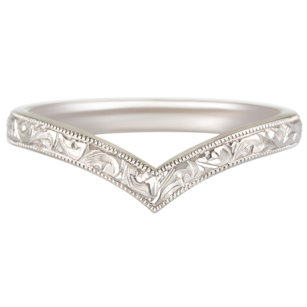 2.5mm Platinum Engraved V Shape Wedding Ring | London Victorian Ring Co ...