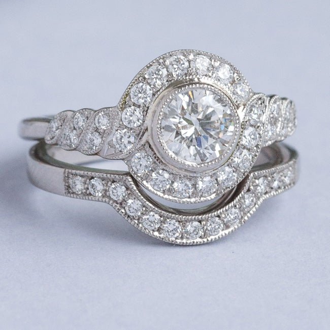 Vintage diamond bridal set in platinum