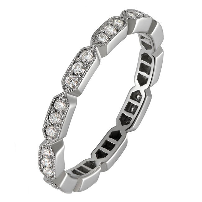 Vintage diamond wedding band in 18ct white gold