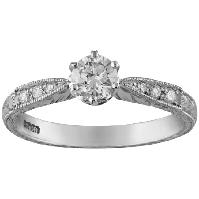 Vintage Design Engraved Engagement Ring – The London Victorian Ring Co