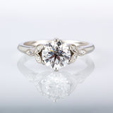 Vintage lab grown diamond ring in the Edwardian style with lab grown diamonds and leaf pattern