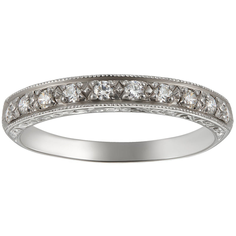 3mm Engraved Diamond & Platinum Wedding Ring | London Victorian Ring Co ...