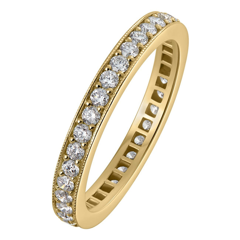 Vintage yellow gold diamond eternity ring and wedding band