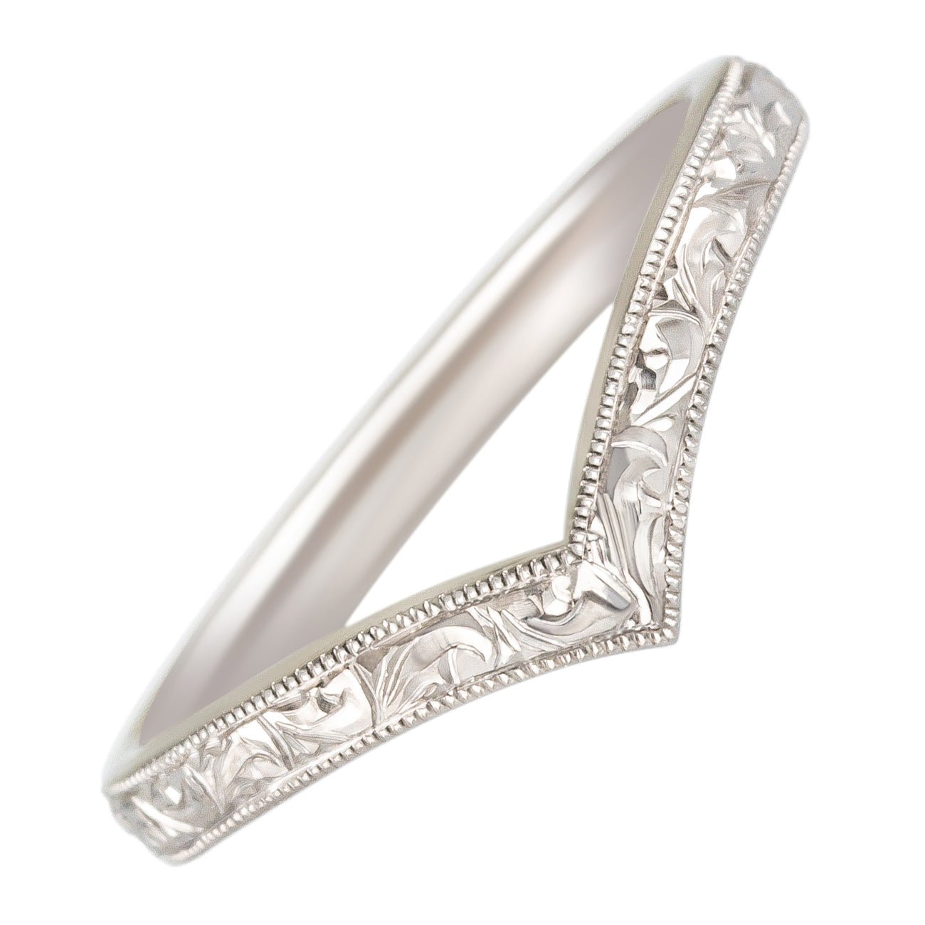 2.5mm Platinum Engraved V Shape Wedding Ring | London Victorian Ring Co ...