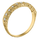 Yellow gold vintage style engraved diamond wedding ring