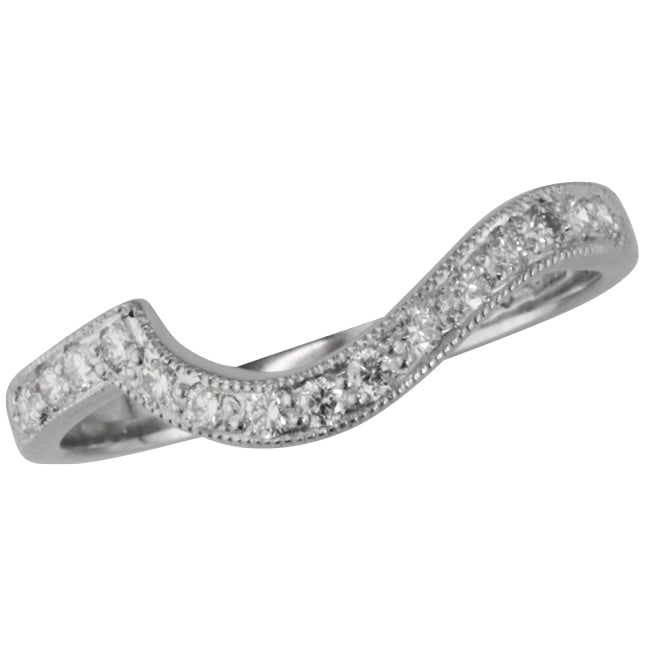 Fitted swirl diamond wedding ring for spiral engagement rings.