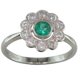 Antique style emerald and diamond ring