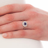 Edwardian sapphire ring on hand