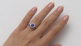 Cushion Sapphire and Diamond Platinum Ring with Baguettes
