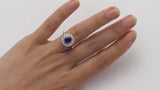 Sapphire and Diamond Cluster Ring in Platinum