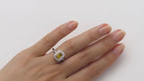 Yellow Sapphire Halo Engagement Ring in Platinum