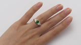 Victorian Style Emerald and Diamond Three Stone Ring