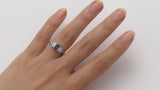 Bezel Set Sapphire and Diamond Three Stone Engagement Ring