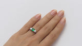 Emerald and diamond three stone ring in video