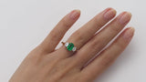 Emerald and Diamond Three Stone Ring in Yellow Gold and Platinum