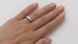 Scalloped Diamond Trilogy Ring with Knife Edge Band