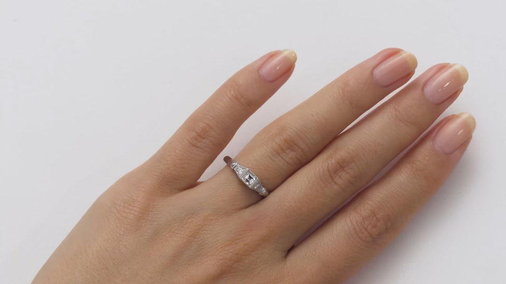 Unusual Square Step Cut Diamond Ring in the Art Deco Style | London UK ...