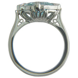 Aquamarine ring with diamonds, March birthstone ring in UK.