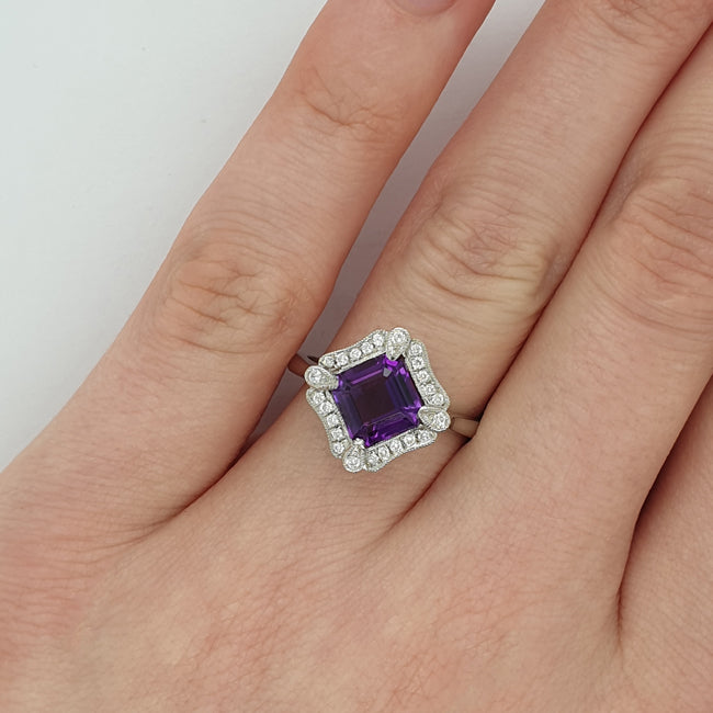 Art Deco style amethyst cluster ring