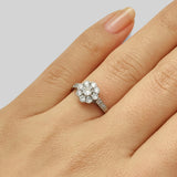 Edwardian cluster ring with diamonds in platinum