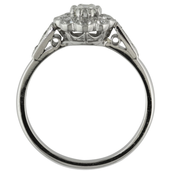 Platinum daisy cluster ring - side view