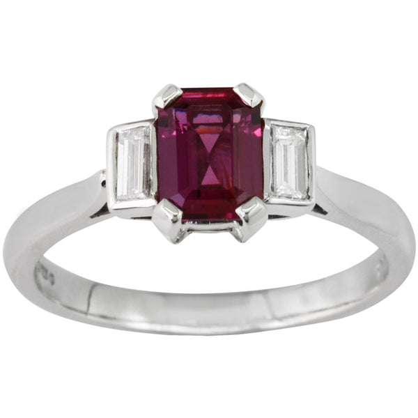 Ruby engagement ring in platinum