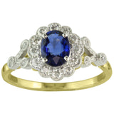 Vintage Sapphire and Diamond Cluster Ring in Belle Époque Style