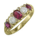 Ruby and diamond five stone engagement ring