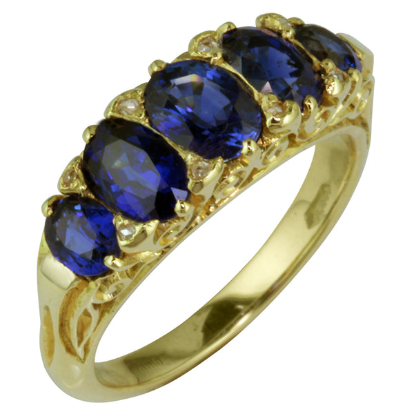 Victorian Sapphire Five Stone Engagement Ring