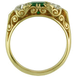 Side view emerald carved half hoop ring
