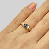 Antique sapphire diamond ring in yellow gold