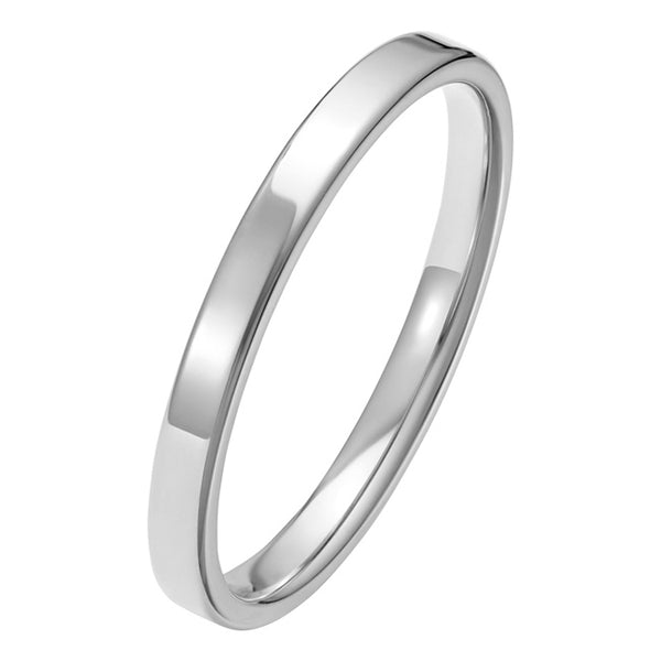 2mm Platinum Light Flat Court Wedding Ring
