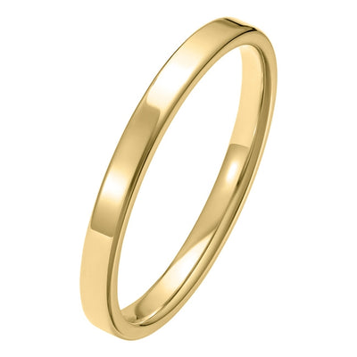 2mm Yellow Gold Flat Court Wedding Ring