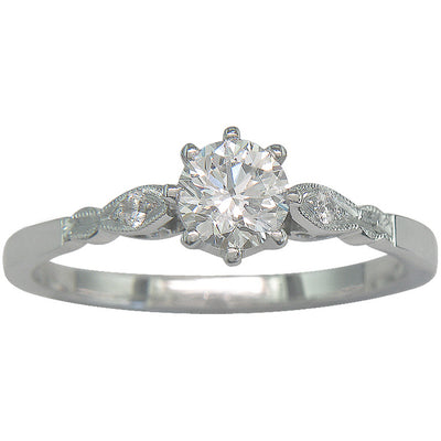 Early Art Deco Style Diamond Engagement Ring with Curved Diamond-set Shoulders