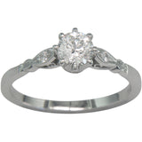 Vintage engagement ring with milgrain details in white gold