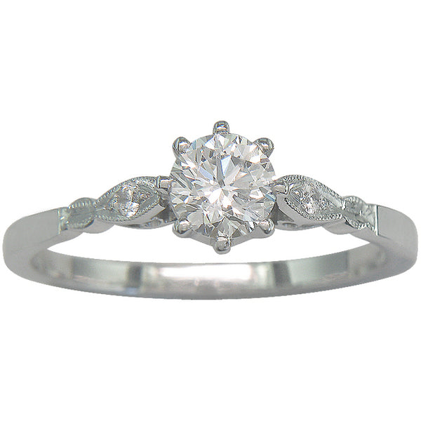 Simple and Elegant Early Art Deco Style Engagement Ring in White Gold