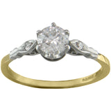 Vintage inspired two tone diamond ring
