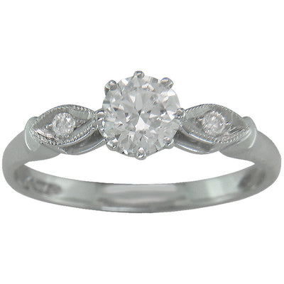 Art Deco Style Engagement Ring Setting with Diamond Shoulders in Platinum- Model 3045