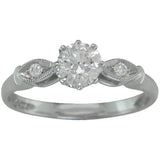 Art Deco Style Engagement Ring with Lozenge Diamond Shoulders in White Gold