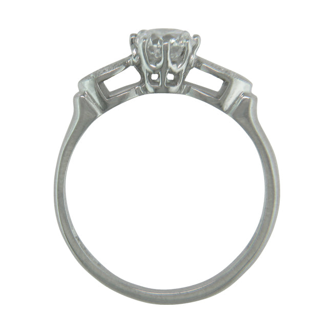 Unusual Art Deco Style Engagement Ring in White Gold