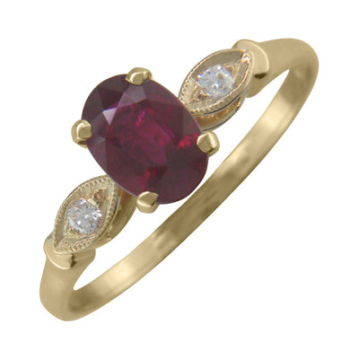 Bespoke oval ruby engagement ring
