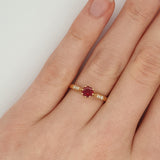 Vintage Style Ruby and Diamond Engagement Ring in Yellow Gold