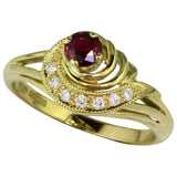 Ruby and yellow gold comet ring