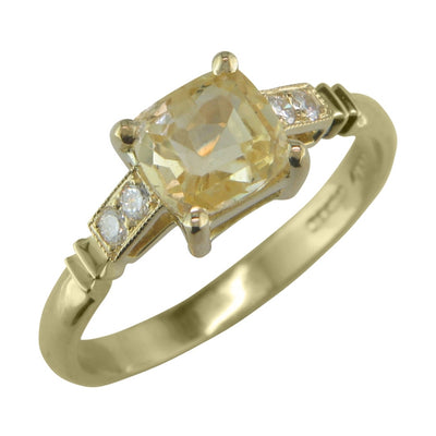 Vintage style yellow sapphire ring