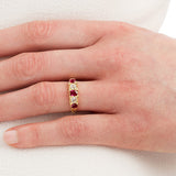 Antique style ruby ring on hand