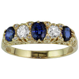 Victorian Style Sapphire and Diamond Five Stone Ring