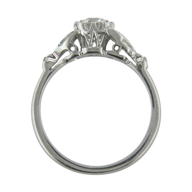 Edwardian design floral ring in white gold - Model 3405 - Side View