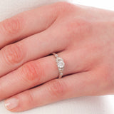 Vintage style diamond ring on hand