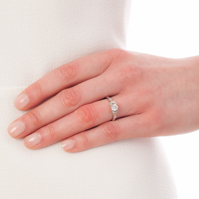 Vintage diamond engagement ring on hand
