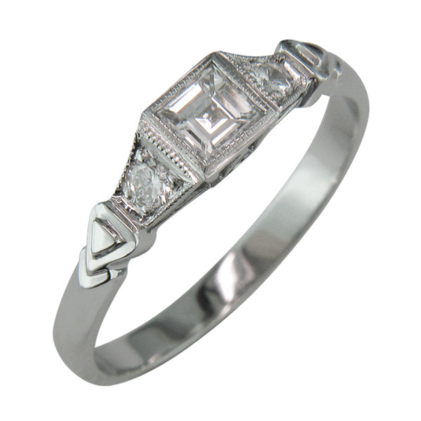 Art Deco style square diamond engagement ring UK.